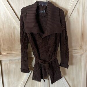 The Limited Cable Knit Belted Cardigan Sweater